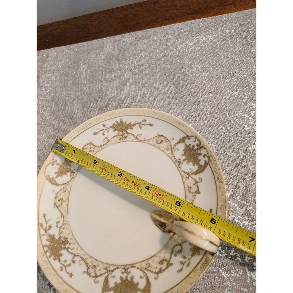 Noritake M Vtg Bone China Lemon Handled Plate Server Flowers Gold Trim Grandma